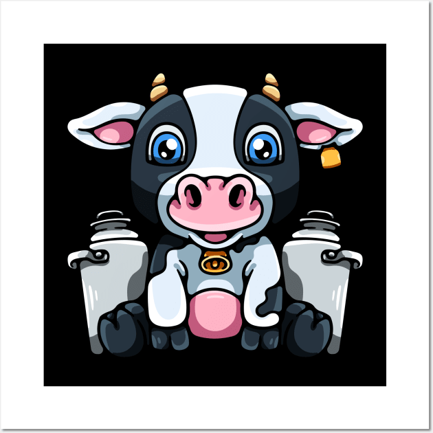 Cartoon Dairy Cow Wall Art by andhiika